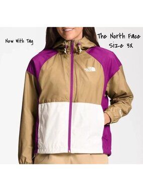 The North Face Women's Plus Hydrenaline Jacket 3X Beige Purple New With Tag